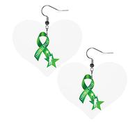Pendientes de cuero del mes de la concientización sobre la parálisis cerebral para mujer, pendientes colgantes, colgante de corazón con gancho, regalos para niña adulta