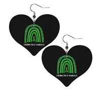 Pendientes de cuero del mes de la concientización sobre la parálisis cerebral para mujer, pendientes colgantes, colgante de corazón con gancho, regalos para niña adulta