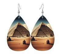 Pendientes de cuero Dreaming of the Pyramids of Khufu, pendientes de estilo europeo y americano para mujeres jóvenes, regalos de cumpleaños/regalos del día de San Valentín