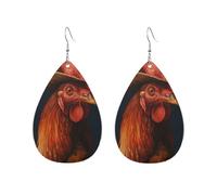 Pendientes De Cuero En Forma De Lágrima Gallo Vaquero 2Pcs | Moda aretes de cuero con forma de lágrima para mujer Para decoración de ropa