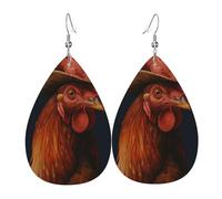 Pendientes De Cuero En Forma De Lágrima Gallo Vaquero 2Pcs | para mujer Pendientes de cuero en forma de lágrima Moda Para para mujeres y niñas