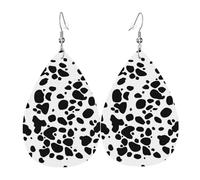 Pendientes de cuero estampados con huellas de patas en colores degradados del arcoíris, ganchos plateados, ligeros para fiestas y días festivos.