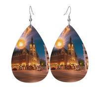 Pendientes de cuero Fiery Red Street, pendientes de estilo europeo y americano para mujeres jóvenes, regalos de cumpleaños/regalos del día de San Valentín