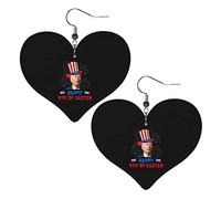 Pendientes de cuero Happy 4th Of Easter Confused July para mujer, pendientes colgantes, colgante de corazón con gancho, regalos para niña adulta