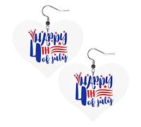 Pendientes de cuero Happy 4th Of July para mujer, pendientes colgantes, colgante de corazón con gancho, regalos para niña adulta
