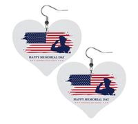Pendientes de cuero Happy Memorial Day para mujer, pendientes colgantes, colgante de corazón con gancho, regalos para niña adulta