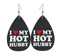 Pendientes de cuero I Love My Hot Hubby para mujer, pendientes colgantes con gancho, regalos para niña adulta