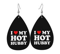 Pendientes de cuero I Love My Hot Hubby para mujer, pendientes colgantes con gancho, regalos para niña adulta