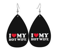 Pendientes de cuero I Love My Hot Wife 2 para mujer, colgante de gota con gancho, regalos para niña adulta