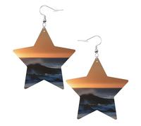 Pendientes de cuero ligero con diseño de estrellas de Last Sun Rays Of Over The Sea Waves para mujer, accesorios de boda, diario, cumpleaños, talla única, Cuero sintético