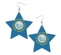 Pendientes de cuero ligeros con diseño de estrella de la bandera de Dakota del Sur, para mujer, accesorios de boda, diario, cumpleaños, talla única, Cuero sintético