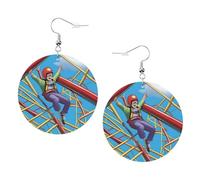 Pendientes de cuero ligeros con estampado de buscador de emociones para mujer, aretes de aro colgantes de moda, joyería simple pero elegante