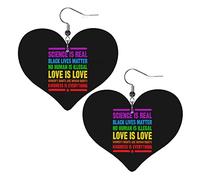 Pendientes de cuero Love Is Love Women's Rights Are Rights para mujer, pendientes colgantes, colgante de corazón con gancho, regalos para niña adulta