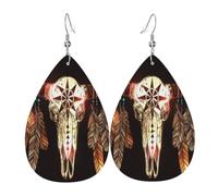 Pendientes De Cuero Mujer Cráneo De Vaca De La Rueda Medicinal De Los Nativos Americanos Pendiente De Colgante Ligeros Pendiente Moda Pendientes De Mujer De Cuero Para Decoración Fiesta