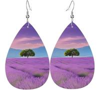 Pendientes De Cuero Mujer Lavanda Púrpura Romántica Pendiente De Lágrima Cómodo Pendiente Vintage Pendientes De Mujer De Cuero Para Aniversario Mujeres Cumpleaños