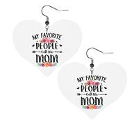 Pendientes de cuero My Favorite People Call Me Mom para mujer, pendientes colgantes, colgante de corazón con gancho, regalos para niña adulta
