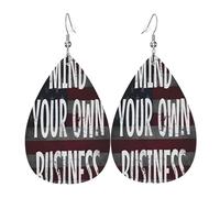 Pendientes de cuero "Ocúpate de tus propios asuntos", decoración de ropa, adecuados para fiestas, días festivos y vida cotidiana.