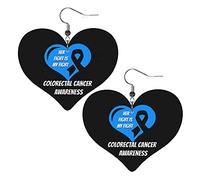 Pendientes de cuero para concienciación sobre el cáncer colorrectal para mujer, pendientes colgantes, colgante de corazón con gancho, regalos para niña adulta