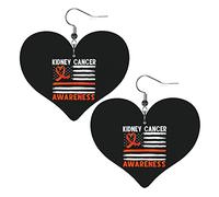 Pendientes de cuero para concienciación sobre el cáncer de riñón para mujer, pendientes colgantes, colgante de corazón con gancho, regalos para niña adulta