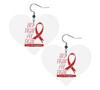 Pendientes de cuero para concienciación sobre el cáncer de sangre para mujer, pendientes colgantes, colgante de corazón con gancho, regalos para niña adulta
