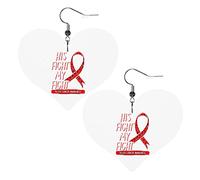 Pendientes de cuero para concienciación sobre el cáncer de sangre para mujer, pendientes colgantes, colgante de corazón con gancho, regalos para niña adulta