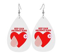 Pendientes de cuero para concienciación sobre la donación de sangre para mujer, colgante de gota con gancho, regalos para niña adulta