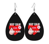 Pendientes de cuero para concienciación sobre la donación de sangre para mujer, colgante de gota con gancho, regalos para niña adulta