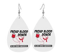 Pendientes de cuero para concienciación sobre la donación de sangre para mujer, colgante de gota con gancho, regalos para niña adulta