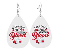 Pendientes de cuero para concienciación sobre la donación de sangre para mujer, colgante de gota con gancho, regalos para niña adulta