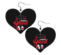 Pendientes de cuero para concienciación sobre la donación de sangre para mujer, pendientes colgantes, colgante de corazón con gancho, regalos para niña adulta