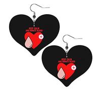 Pendientes de cuero para concienciación sobre la donación de sangre para mujer, pendientes colgantes, colgante de corazón con gancho, regalos para niña adulta