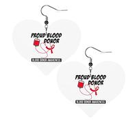 Pendientes de cuero para concienciación sobre la donación de sangre para mujer, pendientes colgantes, colgante de corazón con gancho, regalos para niña adulta