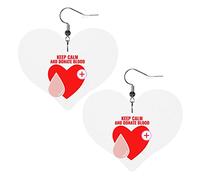 Pendientes de cuero para concienciación sobre la donación de sangre para mujer, pendientes colgantes, colgante de corazón con gancho, regalos para niña adulta