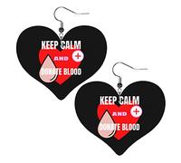 Pendientes de cuero para concienciación sobre la donación de sangre para mujer, pendientes colgantes, colgante de corazón con gancho, regalos para niña adulta