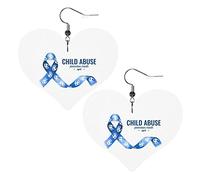 Pendientes de cuero para el mes de la concientización sobre el abuso infantil para mujeres, pendientes colgantes, colgante de corazón con gancho, regalos para niñas adultas