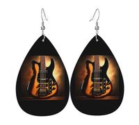 Pendientes de cuero para guitarra instrumental. Elegante forma de lágrima, perfectos para mujeres y una gran opción decorativa para fiestas y vacaciones.