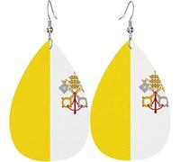 Pendientes de cuero para mujer con la bandera de la iglesia católica romana pendientes colgantes para niñas