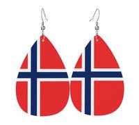 Pendientes de cuero para mujer, con la bandera noruega, adecuados para uso diario, fiestas, citas y otras ocasiones
