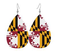 Pendientes de cuero para mujer, diseño de bandera del estado de Maryland, colgante simple en forma de lágrima, elegante regalo de vacaciones