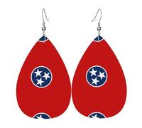 Pendientes de cuero para mujer, diseño de bandera del estado de Tennessee, colgante simple en forma de lágrima, elegante regalo de vacaciones