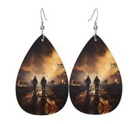 Pendientes de cuero para mujer, diseño de bomberos que luchan contra incendios, colgante simple en forma de lágrima, elegante regalo de vacaciones