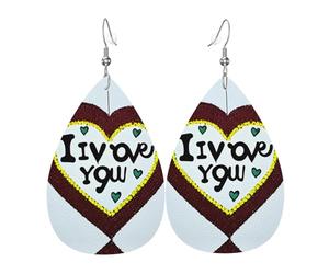 Pendientes de cuero para mujer, diseño de confesiones de amor, colgante simple en forma de lágrima, elegante regalo de vacaciones