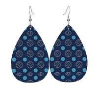 Pendientes de cuero para mujer, diseño de lágrima, color azul, ligeros, para uso diario, fiesta, fecha, talla única, Cuero