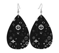 Pendientes de cuero para mujer, diseño de universo en blanco y negro, colgante simple en forma de lágrima, elegante regalo de vacaciones