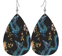 Pendientes de cuero para mujer Royal Blue Dragon Dangle Drop Earring para niñas