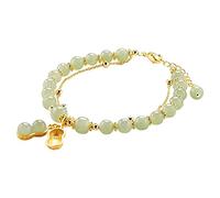 Pendientes de cuero para San Valentín, pulsera antigua de jade de imitación de luz, pulsera de transferencia de perlas naturales para mujer, joyería de abalorios, cadenas para mujer, talla única,