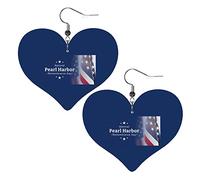 Pendientes de cuero Pearl Harbor Remembrance Day para mujer, pendientes colgantes, colgante de corazón con gancho, regalos para niña adulta