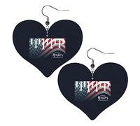 Pendientes de cuero Pearl Harbor Remembrance Day para mujer, pendientes colgantes, colgante de corazón con gancho, regalos para niña adulta