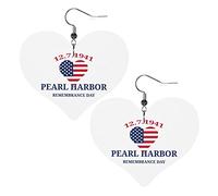 Pendientes de cuero Pearl Harbor Remembrance Day para mujer, pendientes colgantes, colgante de corazón con gancho, regalos para niña adulta