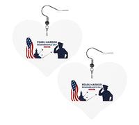 Pendientes de cuero Pearl Harbor Remembrance Day para mujer, pendientes colgantes, colgante de corazón con gancho, regalos para niña adulta